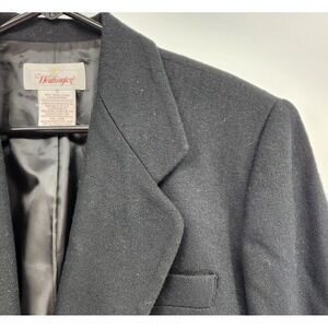 Worthington Women Black Blazer Jacket Size 10 100% Wool 2 Button VTG Classy‎